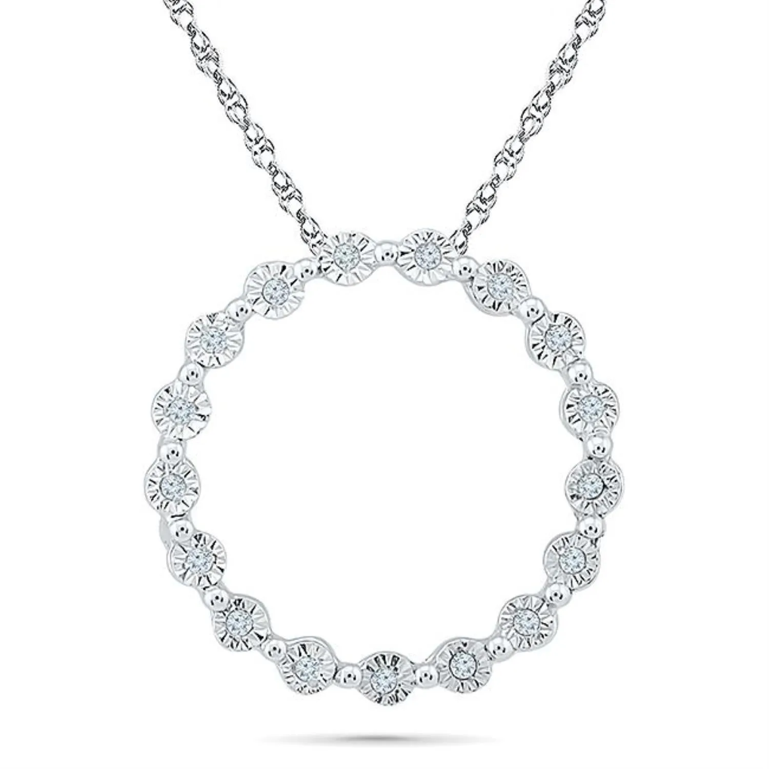 1/20 CTW Diamond Circle 18-inch Pendant in Sterling Silver