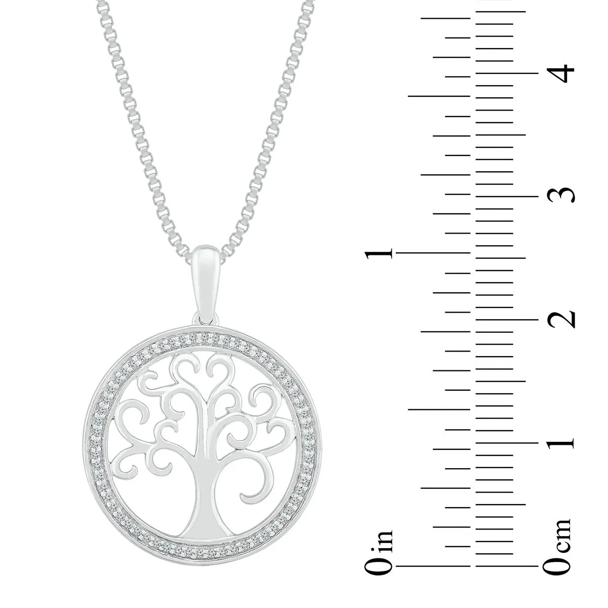 1/8 CTW Diamond Fashion Tree 18-inch Pendant in Sterling Silver