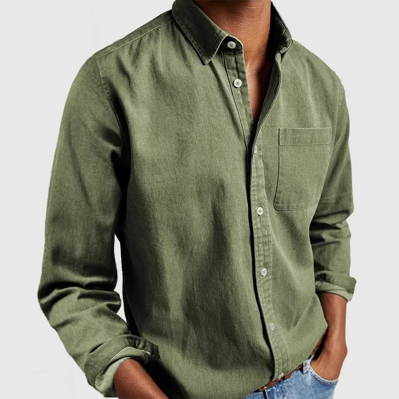 2024 Men’s Long Sleeve Shirt with Lapel – Stylish & Comfortable New Arrival