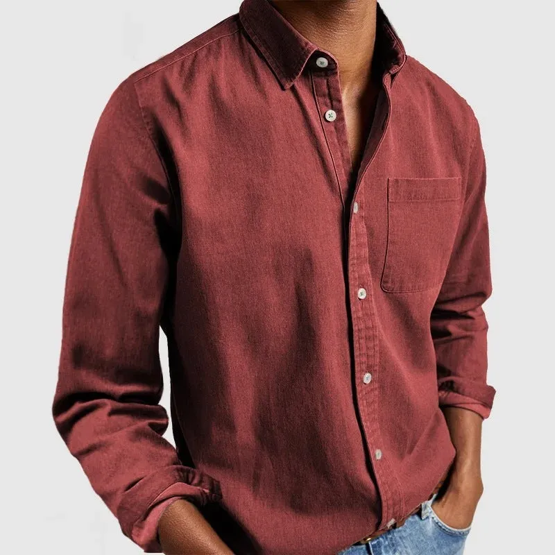 2024 Men’s Long Sleeve Shirt with Lapel – Stylish & Comfortable New Arrival