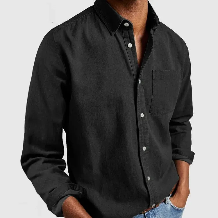 2024 Men’s Long Sleeve Shirt with Lapel – Stylish & Comfortable New Arrival