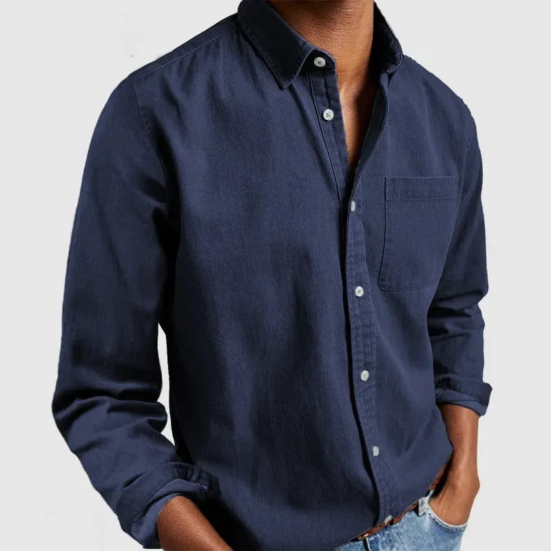 2024 Men’s Long Sleeve Shirt with Lapel – Stylish & Comfortable New Arrival