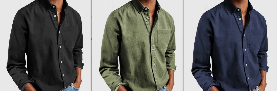 2024 Men’s Long Sleeve Shirt with Lapel – Stylish & Comfortable New Arrival