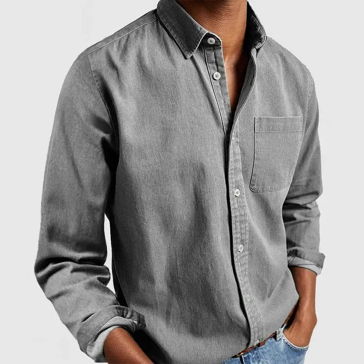 2024 Men’s Long Sleeve Shirt with Lapel – Stylish & Comfortable New Arrival
