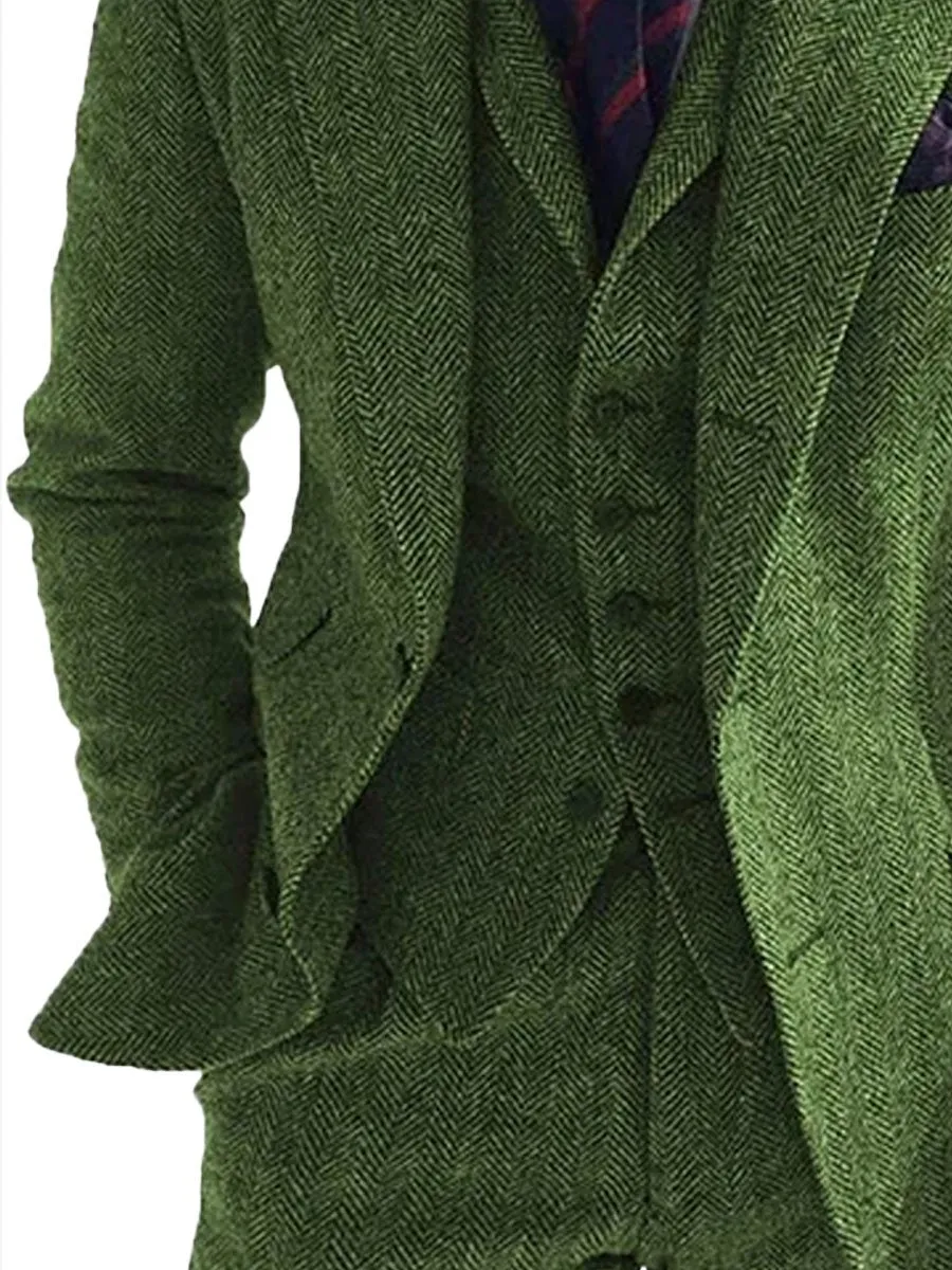【24-hour shipping】Men's Herringbone Double-Sided Tweed Casual Blazer