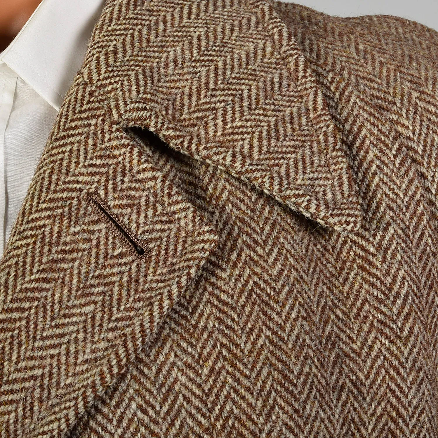 41 Medium 1950s Mens Brown Wool Tweed Coat