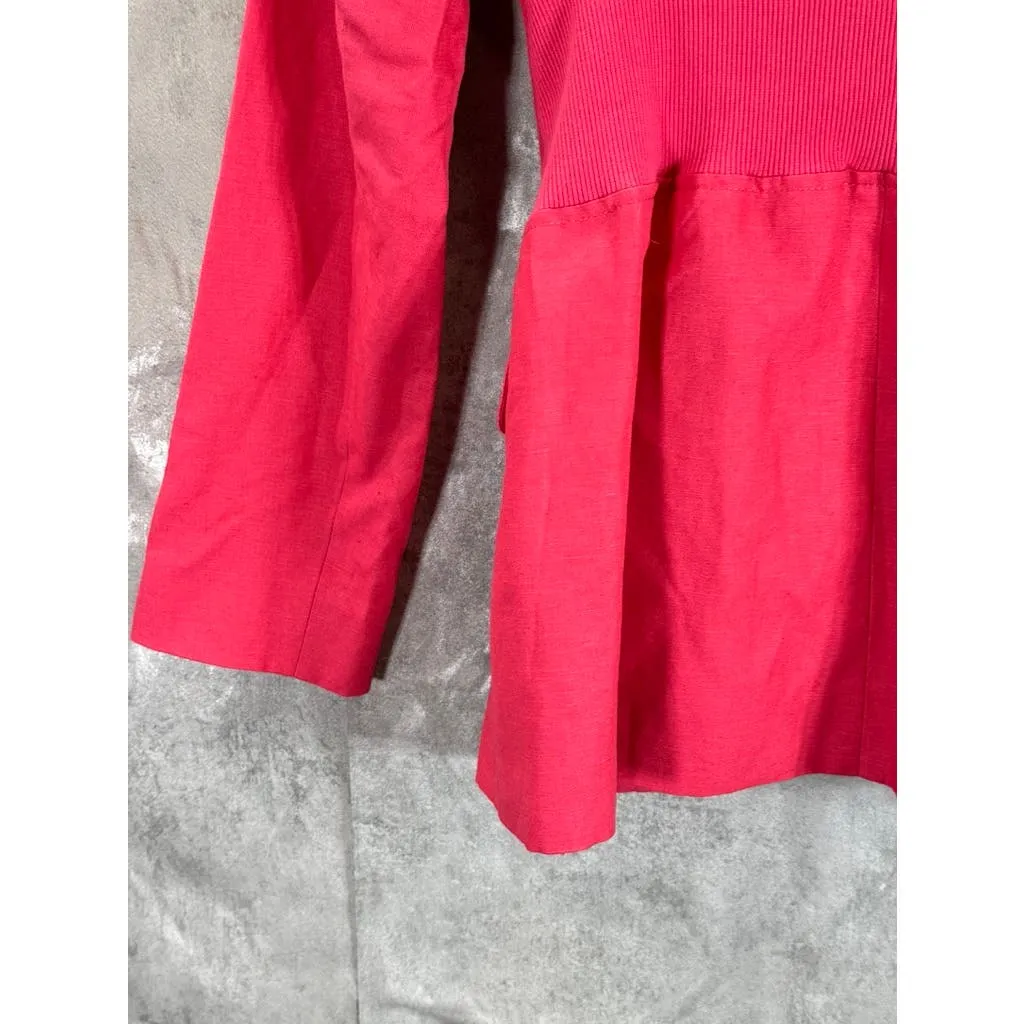 7 ALL FOR MANKIND Women's Sample Geranium Cinched Waist Two-Button Blazer SZ M