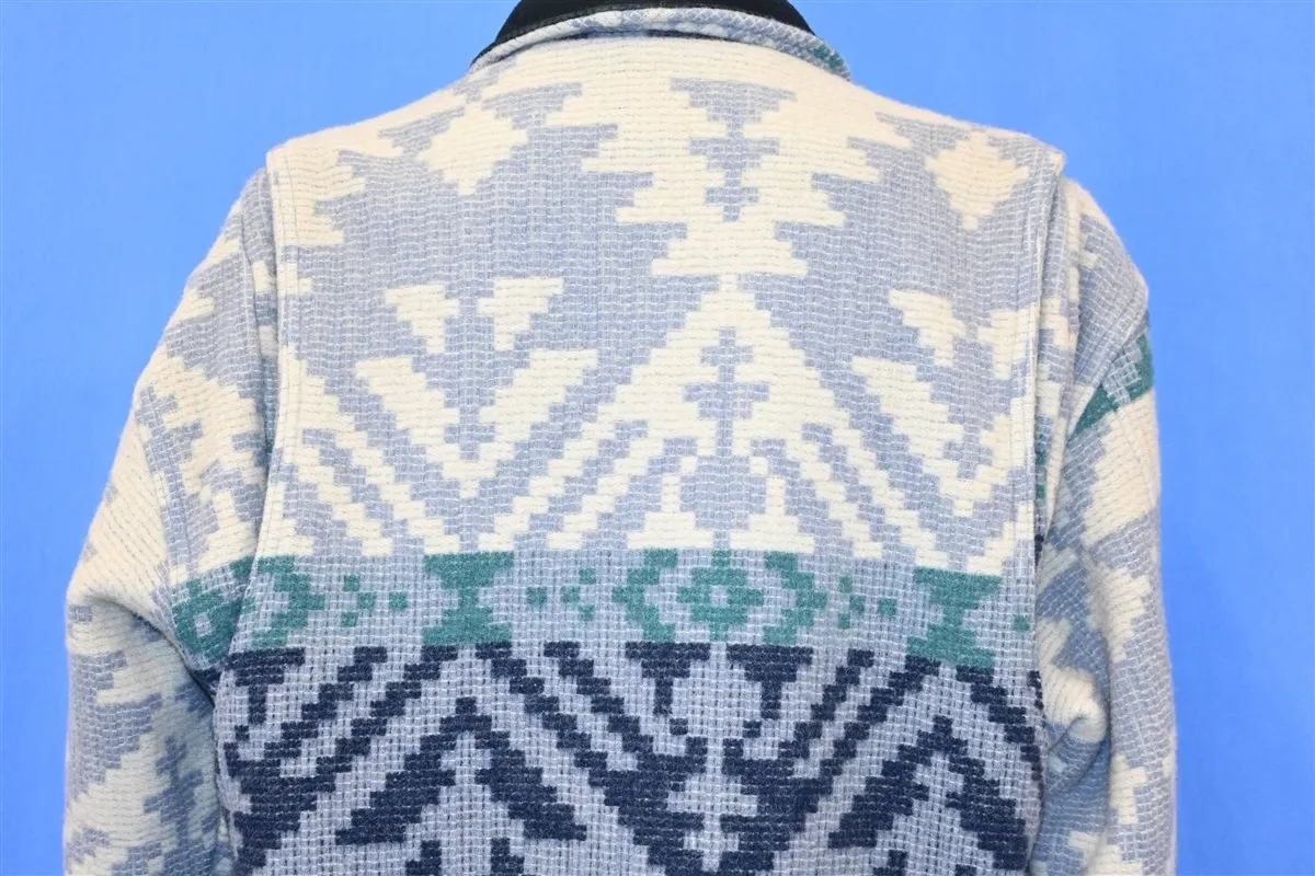 90s Woolrich Blue Gray Aztec Blanket Coat Women's Medium