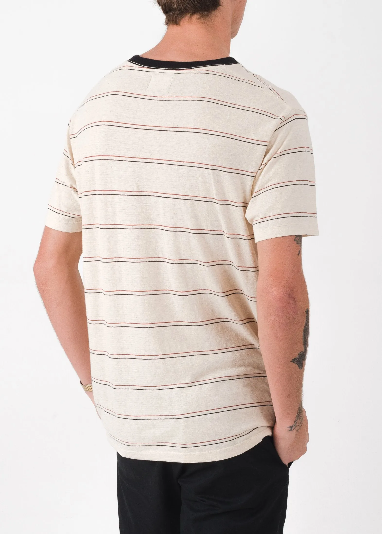 Afends Mens Unrest - Hemp Stripe Standard Fit Tee