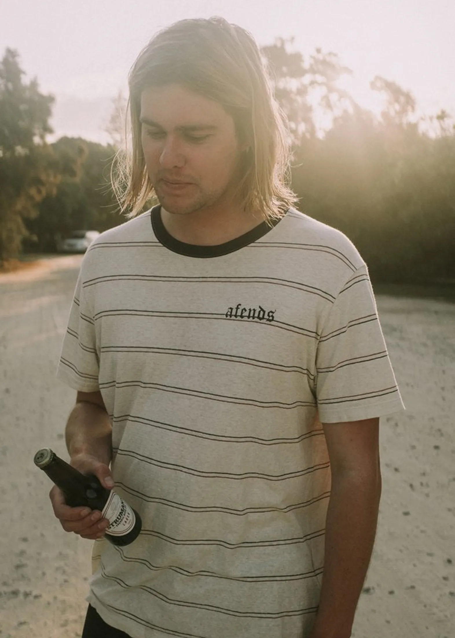 Afends Mens Unrest - Hemp Stripe Standard Fit Tee