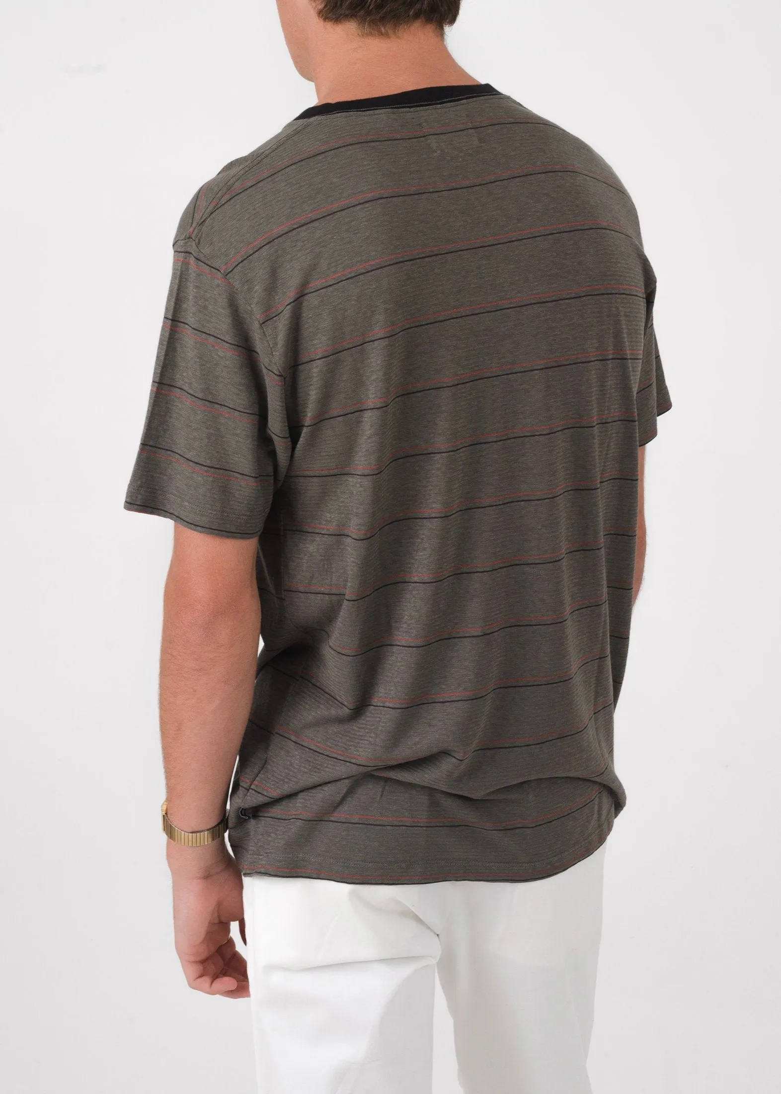 Afends Mens Unrest - Hemp Stripe Standard Fit Tee