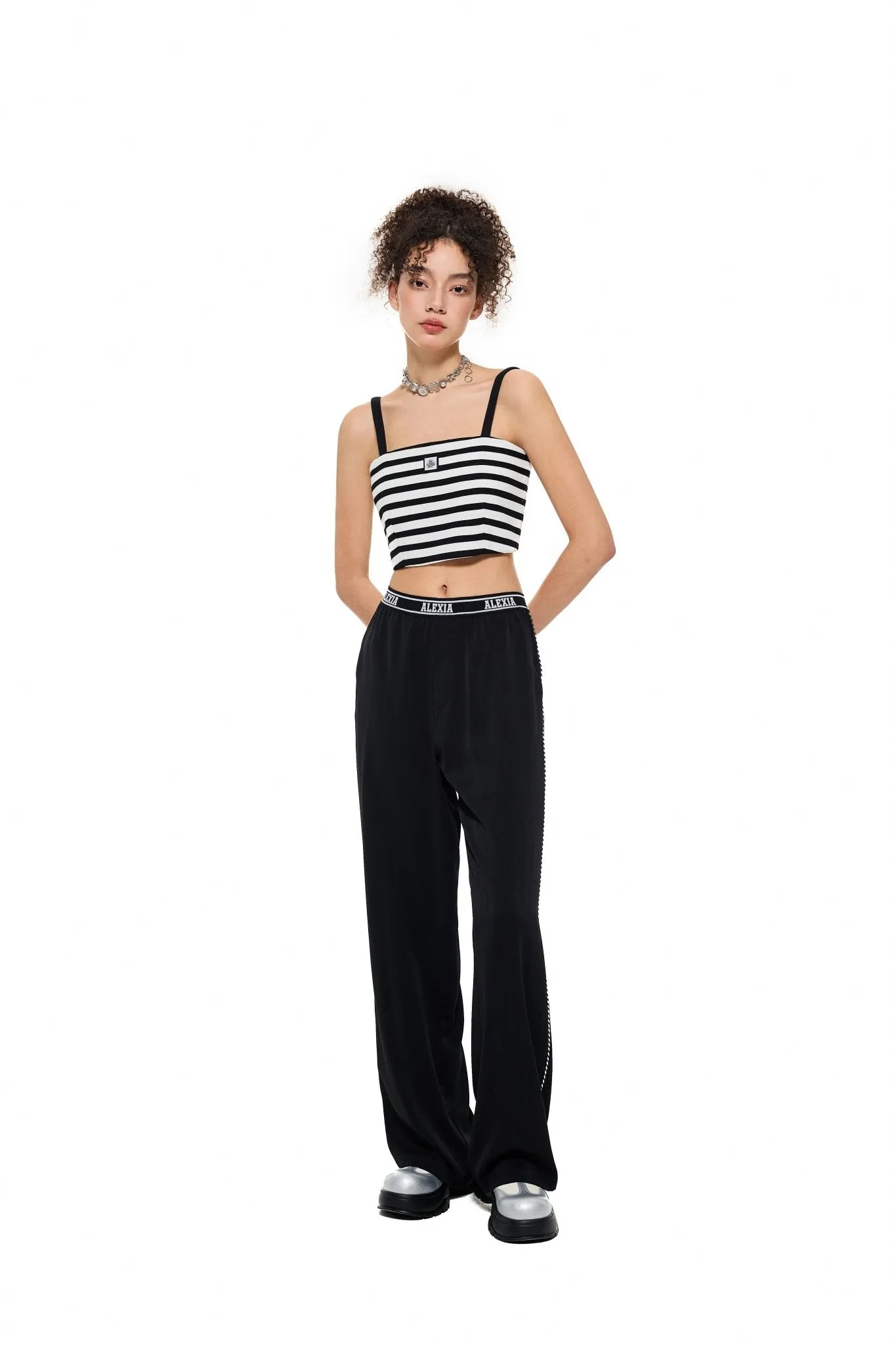 Alexia High-Waist Wide-Leg Trousers in Black