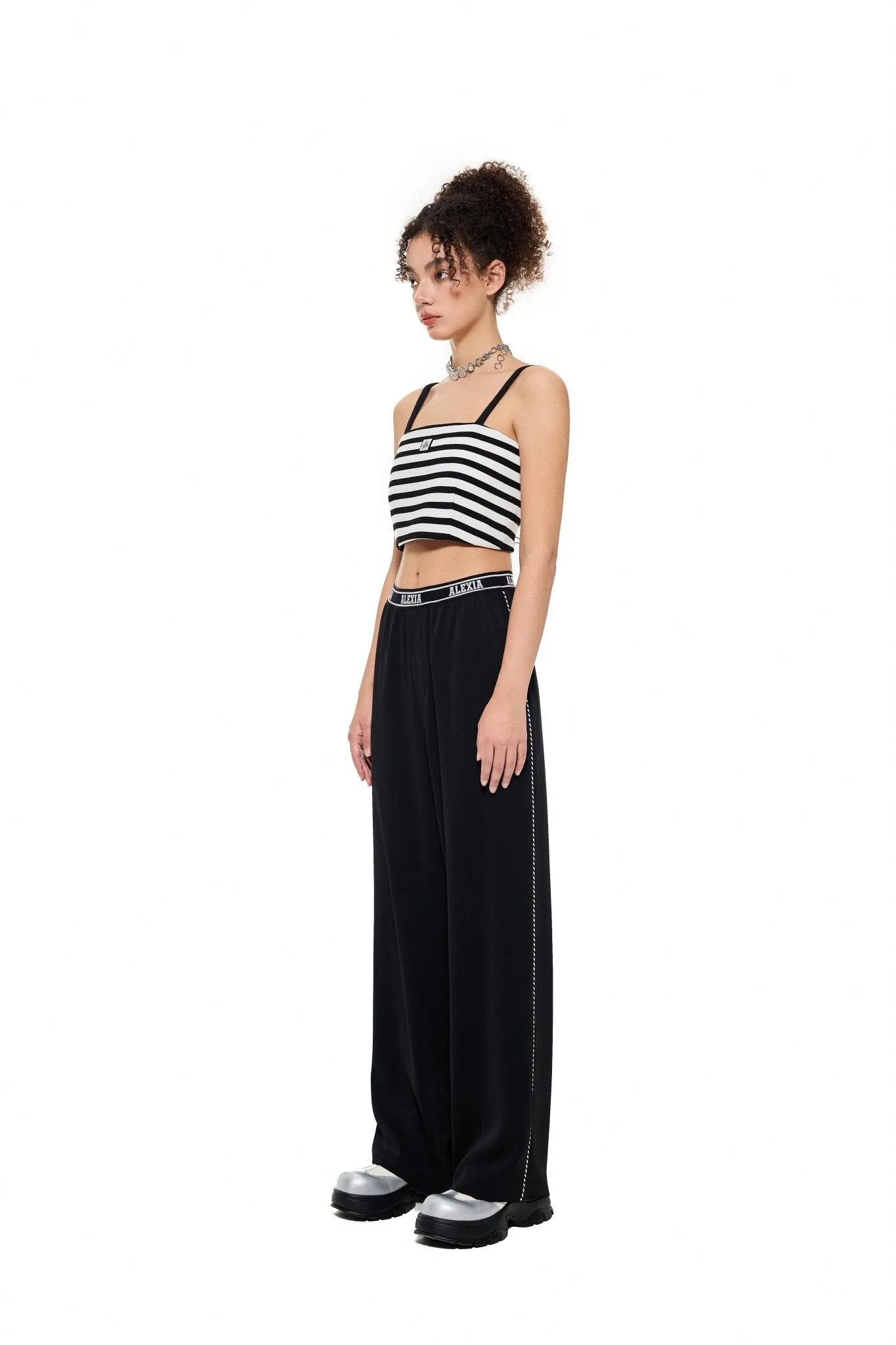 Alexia High-Waist Wide-Leg Trousers in Black