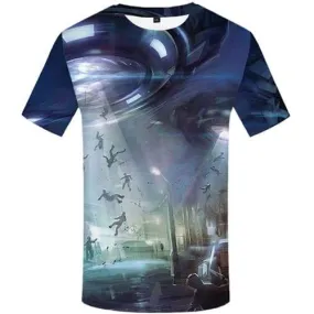 Alien T-shirt Men Ufo T-shirts Graphic Cartoon Shirt Print War T-shirts 3d Punk Tshirts Casual Short Sleeve Punk Rock Men/women