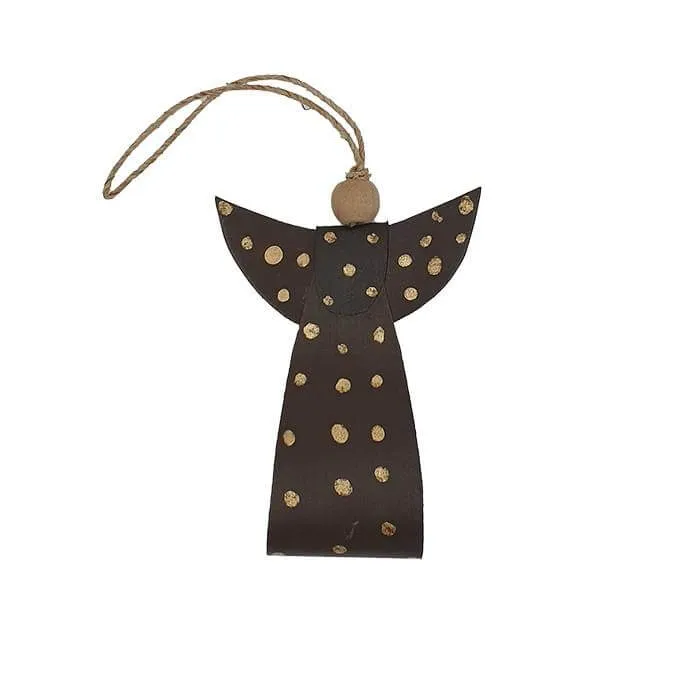 Angel Ornament Gold Dots, set of 3 - Fairtrade