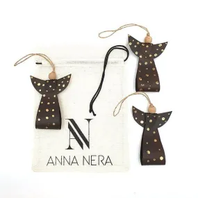 Angel Ornament Gold Dots, set of 3 - Fairtrade