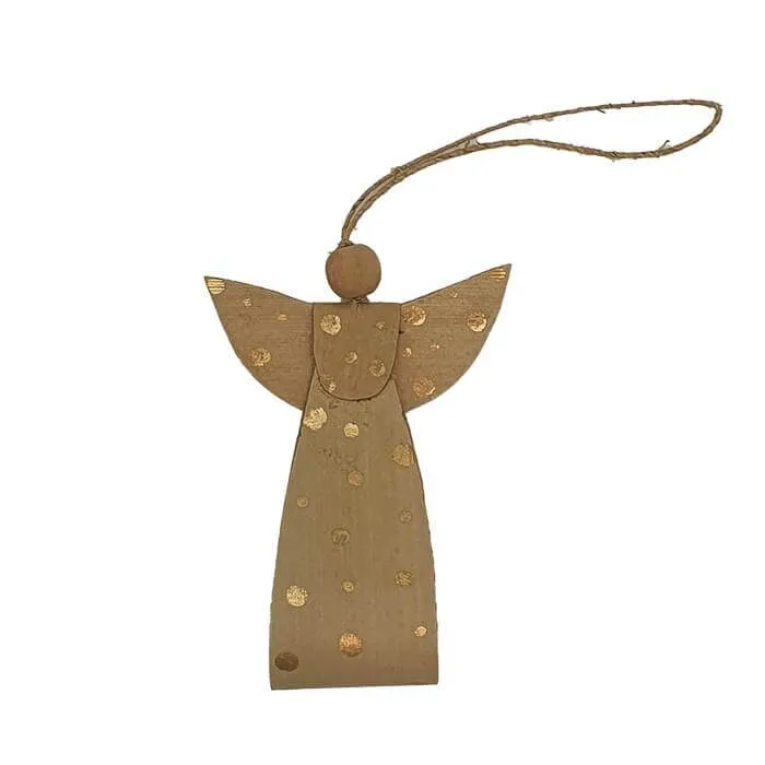 Angel Ornament Gold Dots, set of 3 - Fairtrade