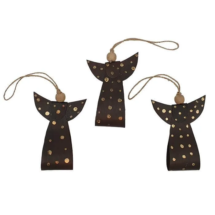 Angel Ornament Gold Dots, set of 3 - Fairtrade