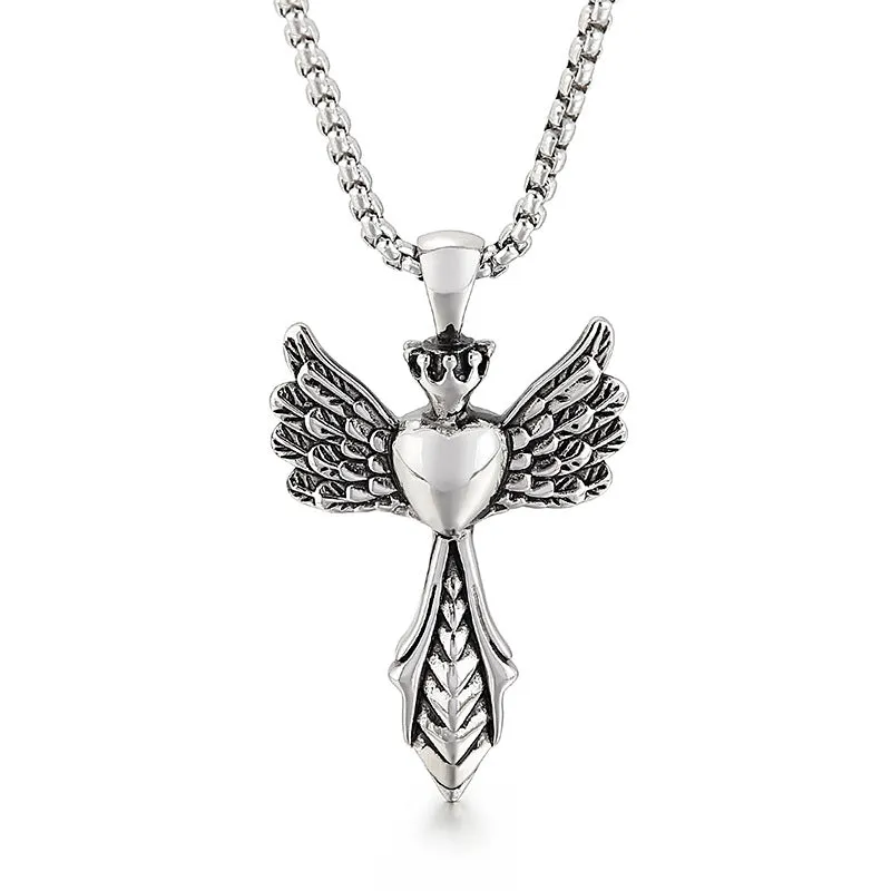 Angel Wings Stainless Steel Men's Pendant - Unique European and American Fashion Jewelry