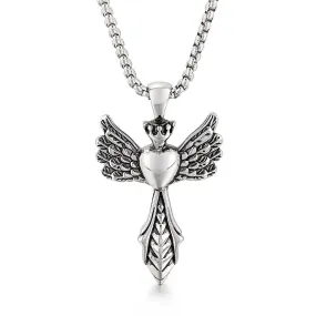 Angel Wings Stainless Steel Men's Pendant - Unique European and American Fashion Jewelry