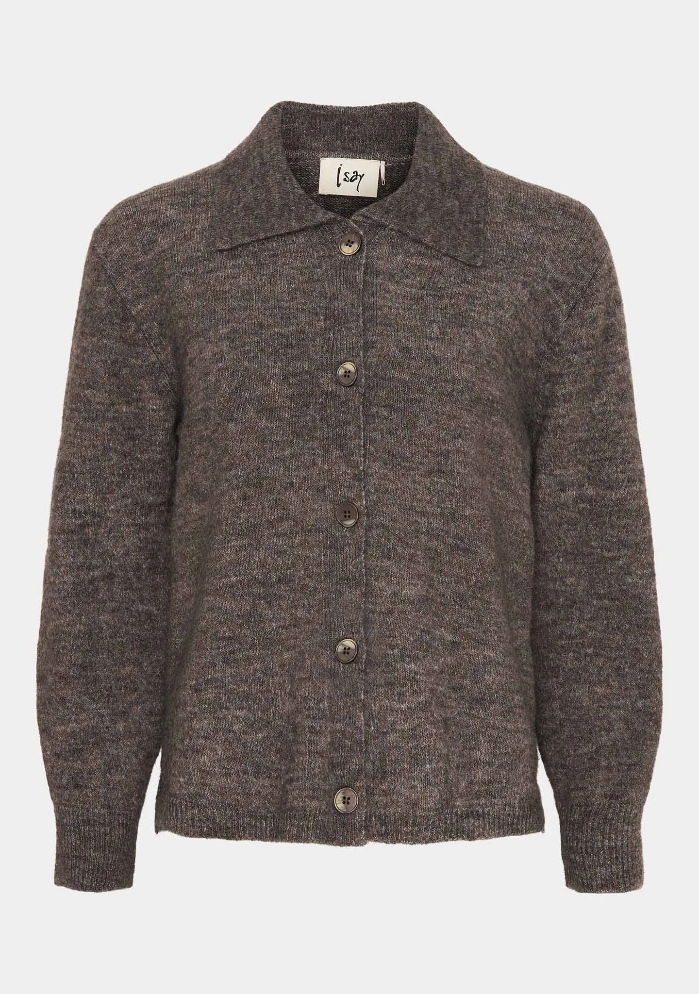 Anna Colar Cardigan - Mole Melange