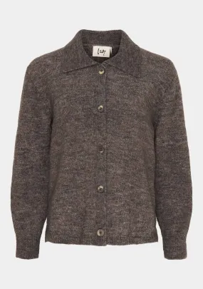 Anna Colar Cardigan - Mole Melange