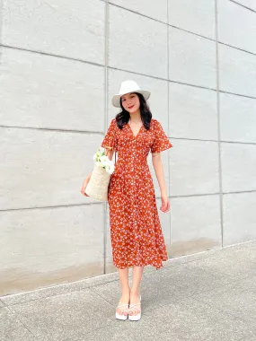 Athena Summer Flower Midi Dress - Gu Fashion | Vietnam Fashion