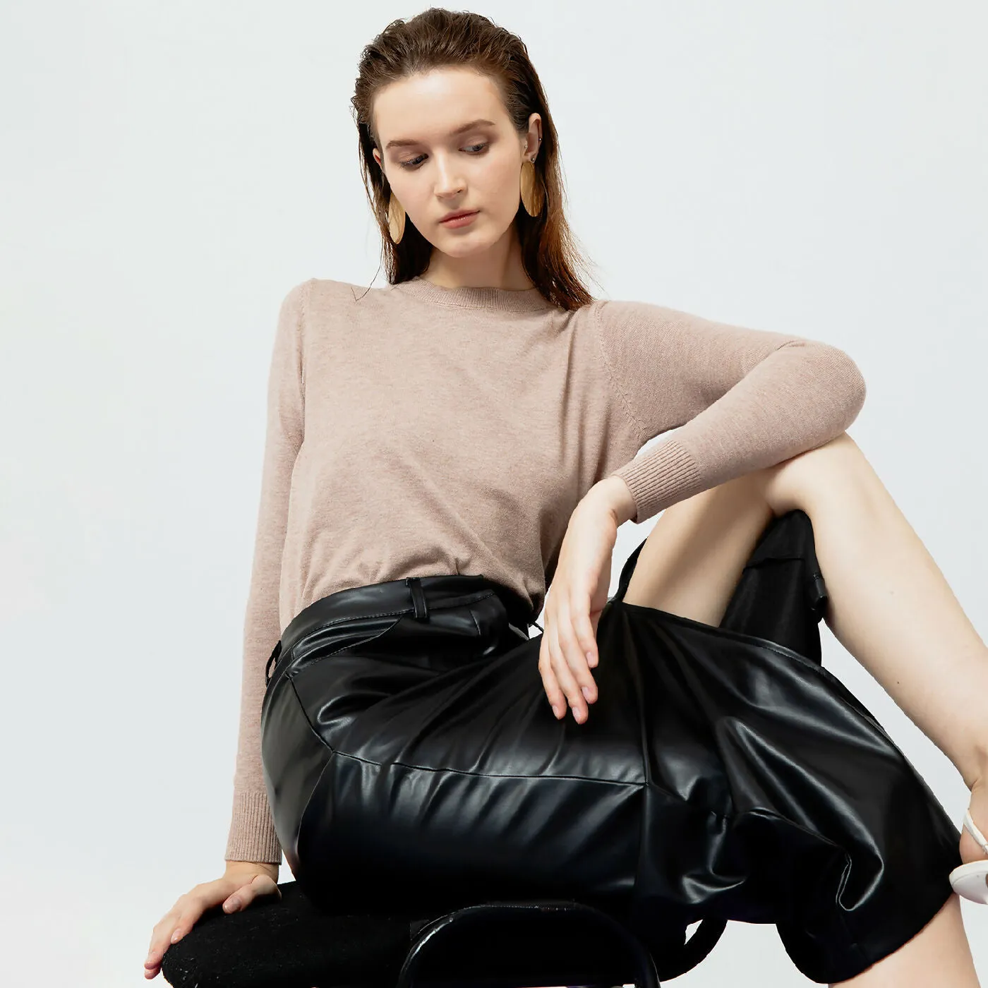 ATSTHELABEL AMARA CREME RIBBED KNIT TOP