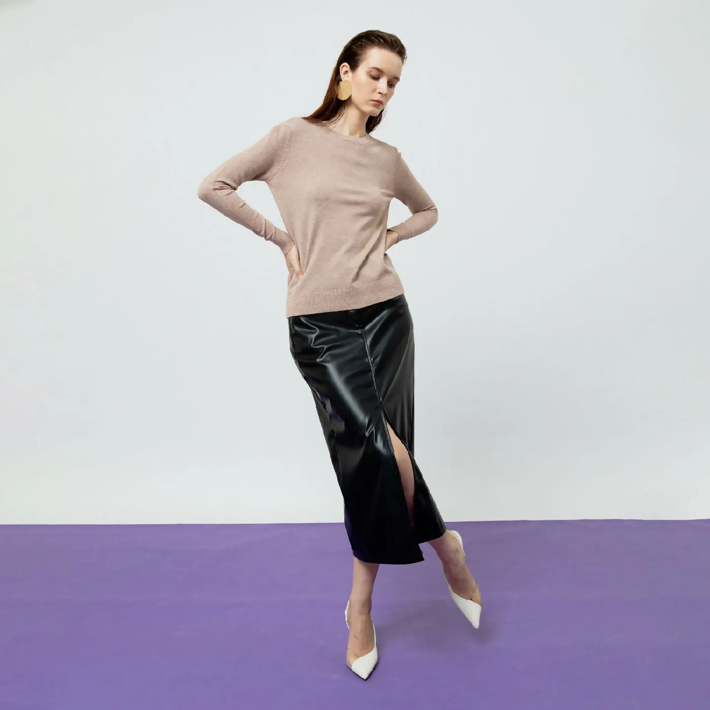 ATSTHELABEL AMARA CREME RIBBED KNIT TOP