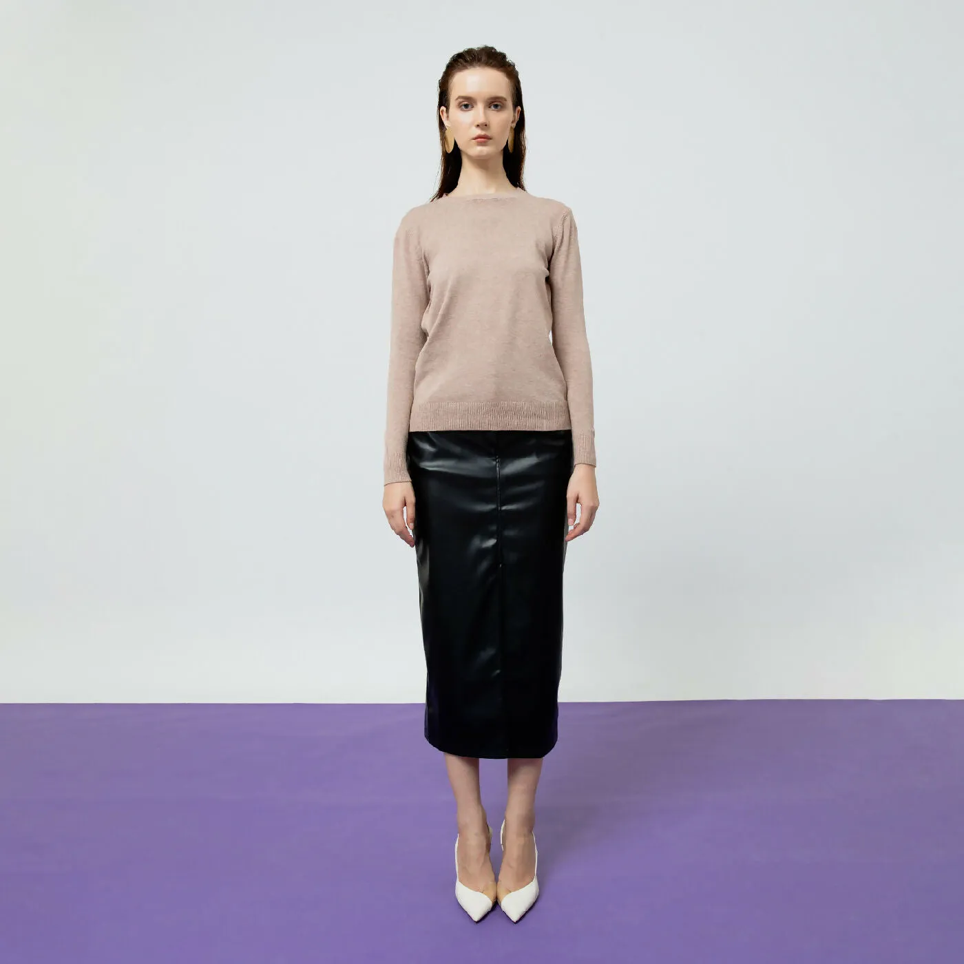 ATSTHELABEL AMARA CREME RIBBED KNIT TOP