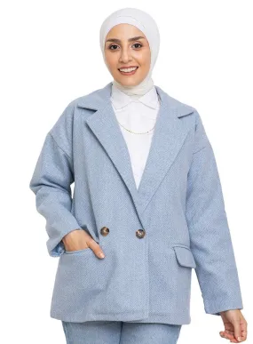 Baby Blue RD-Jacquard Feather Blazer