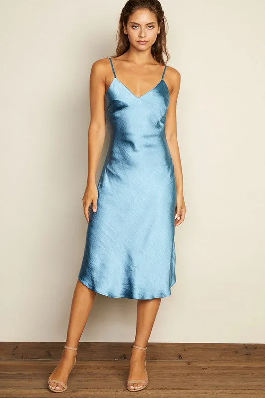 Baby Blue Satin Slip Dress