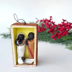 Bark Cloth Matchbox Nativity Ornament