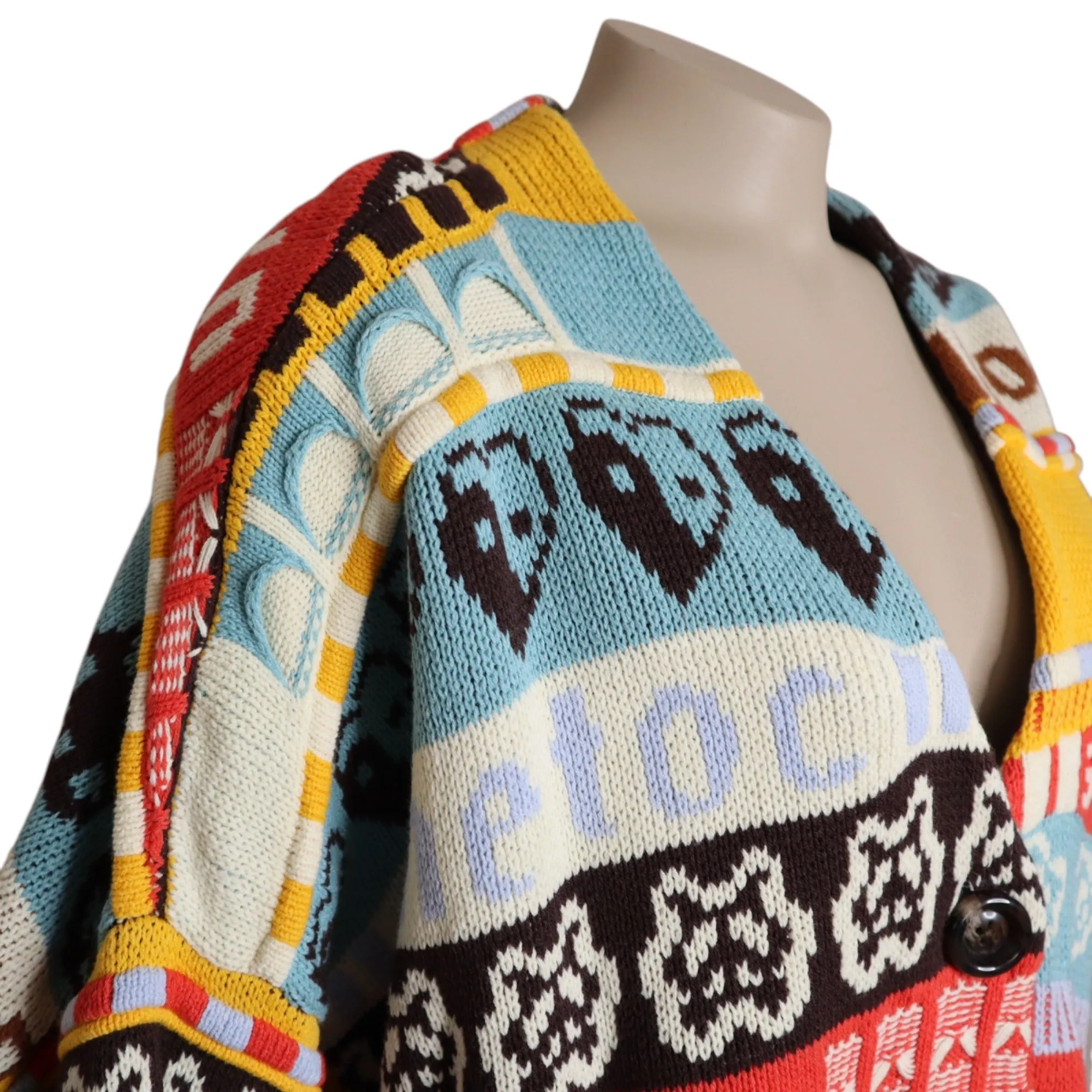 BDG Urban Outfitters Slowdown Patterned Button-Up Cardigan Sweater S Multicolor