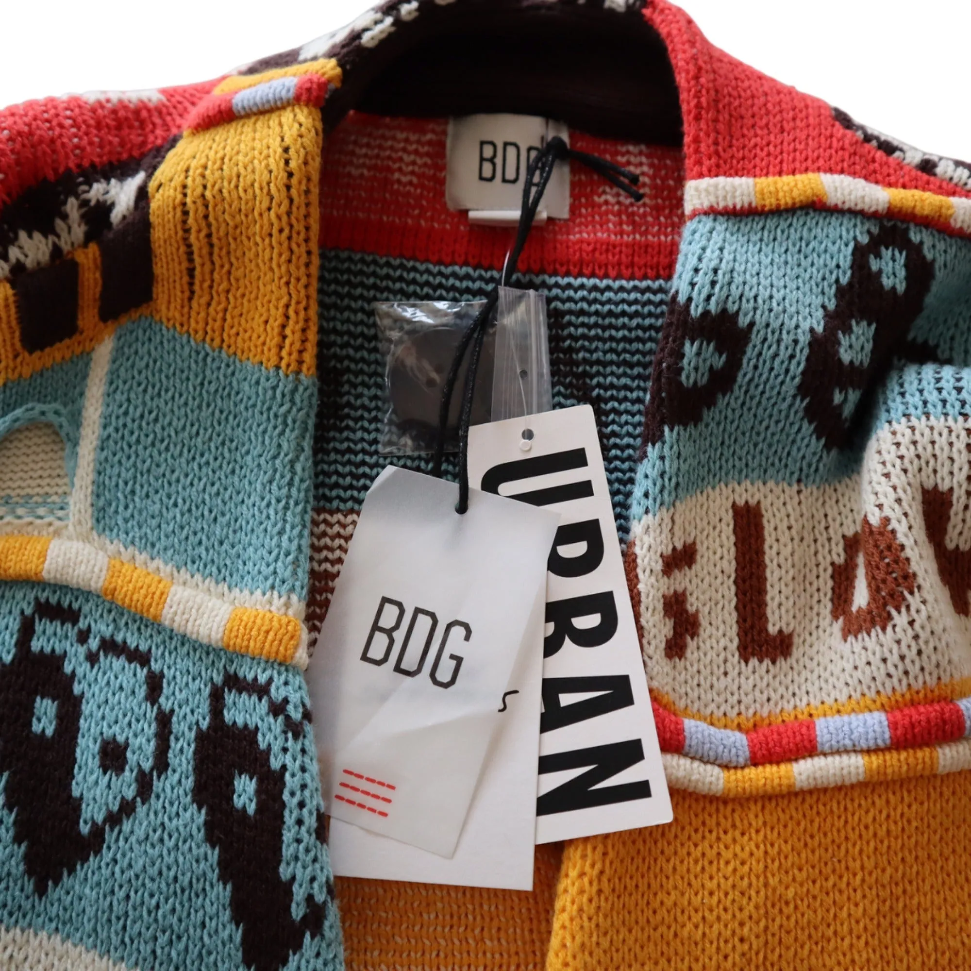 BDG Urban Outfitters Slowdown Patterned Button-Up Cardigan Sweater S Multicolor