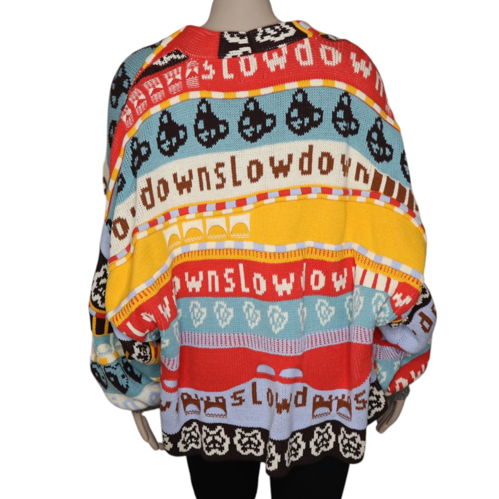 BDG Urban Outfitters Slowdown Patterned Button-Up Cardigan Sweater S Multicolor