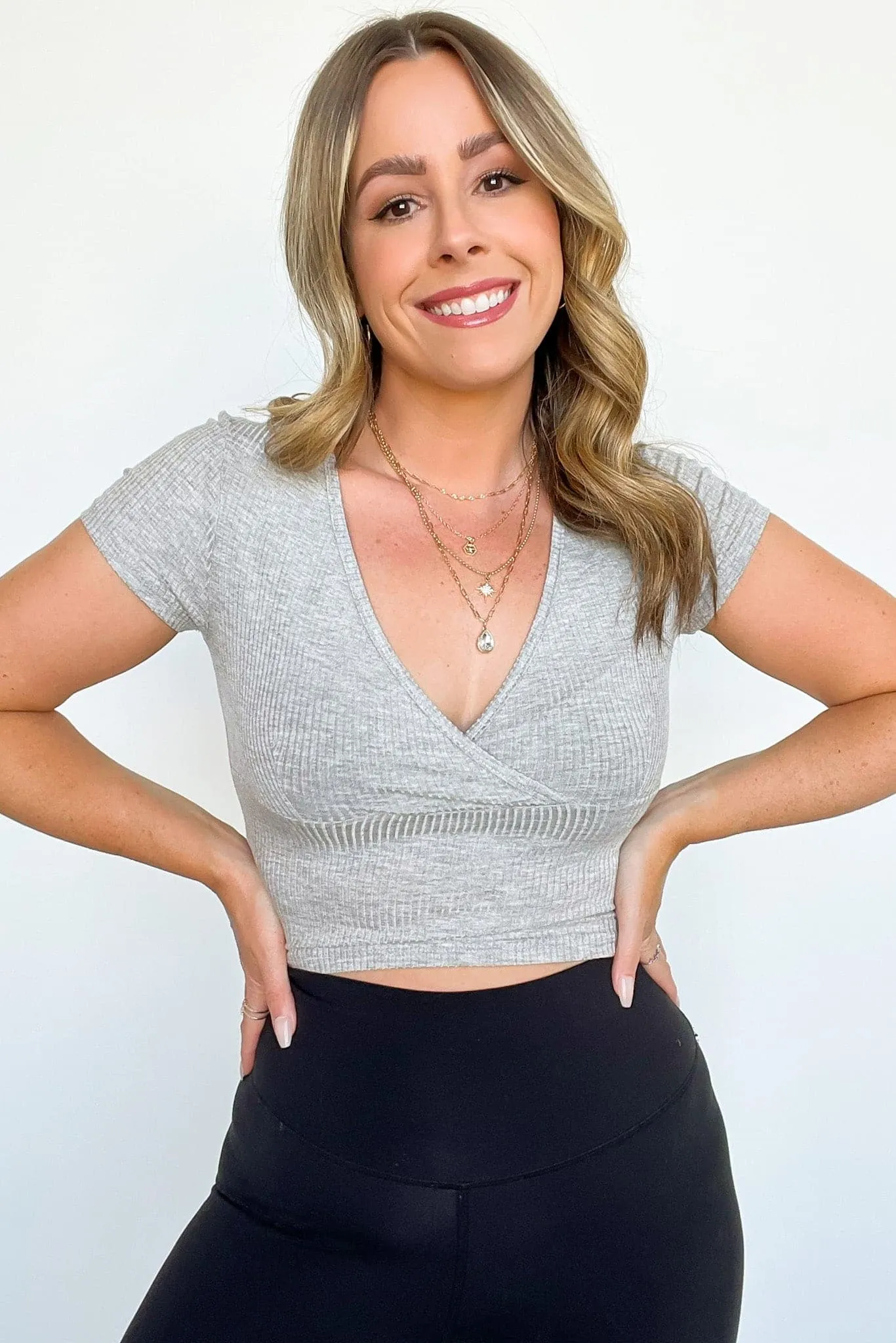 Bendita Ribbed Knit Surplice Top - FINAL SALE