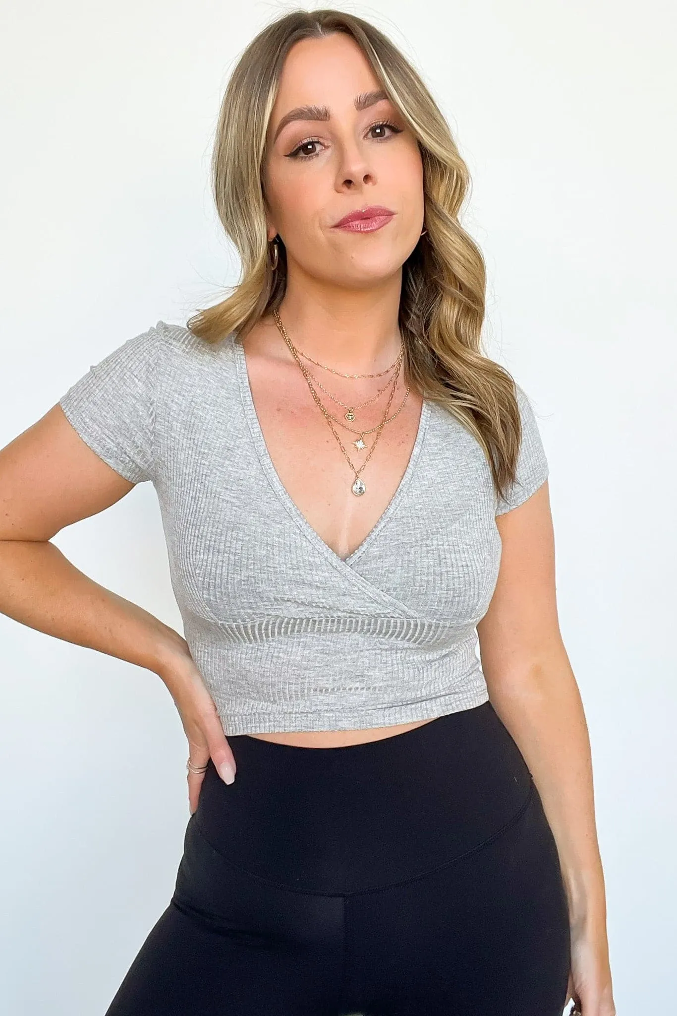 Bendita Ribbed Knit Surplice Top - FINAL SALE