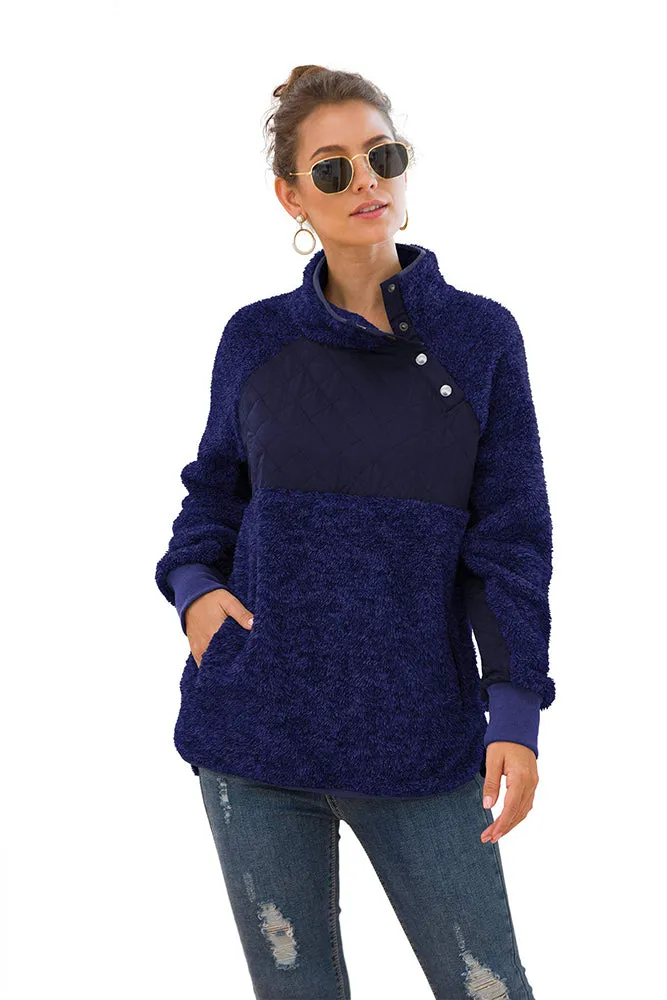 Bettysays Long Sleeves Sweatshirts Outwear with Pocket