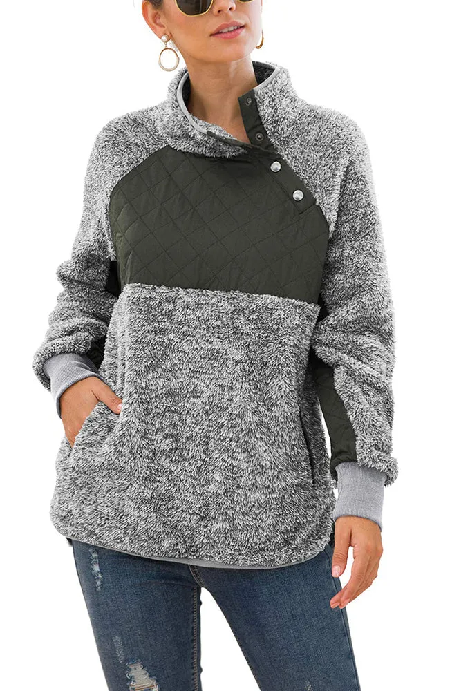 Bettysays Long Sleeves Sweatshirts Outwear with Pocket
