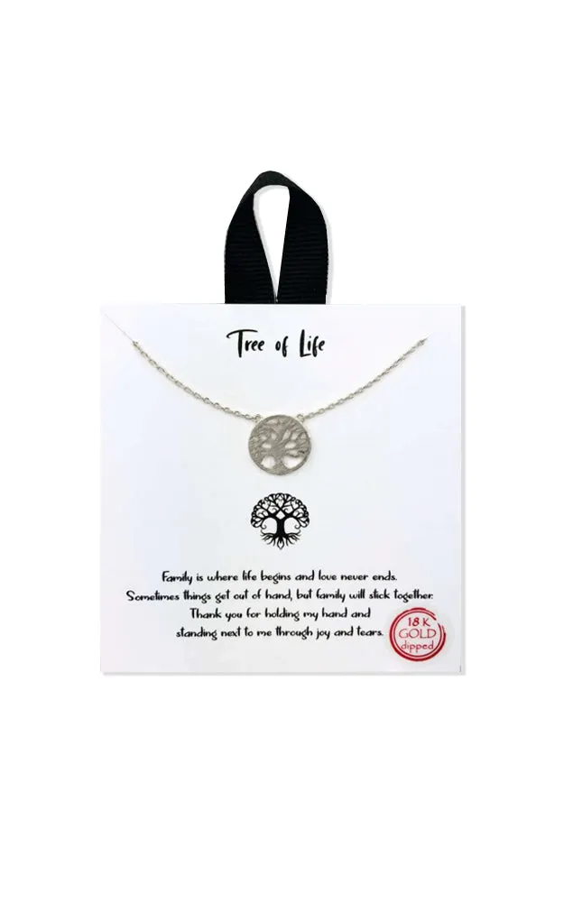 BJNA002RH Rhodium "Tree of Life" Pendant Necklace