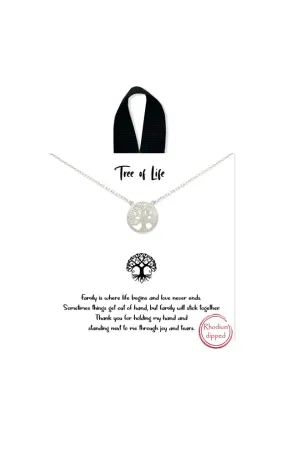 BJNA002RH Rhodium "Tree of Life" Pendant Necklace