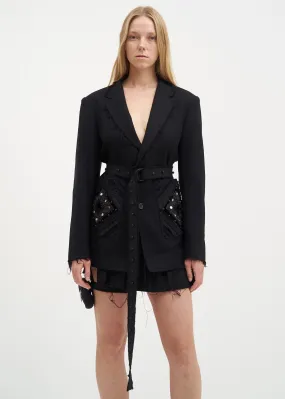 Black Distressed Wool Jacket