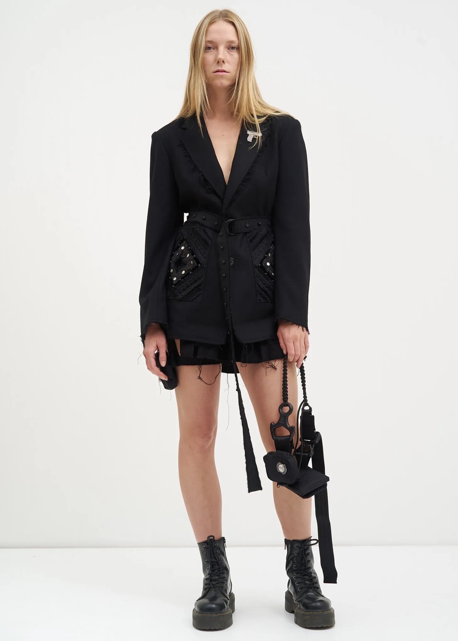 Black Distressed Wool Jacket