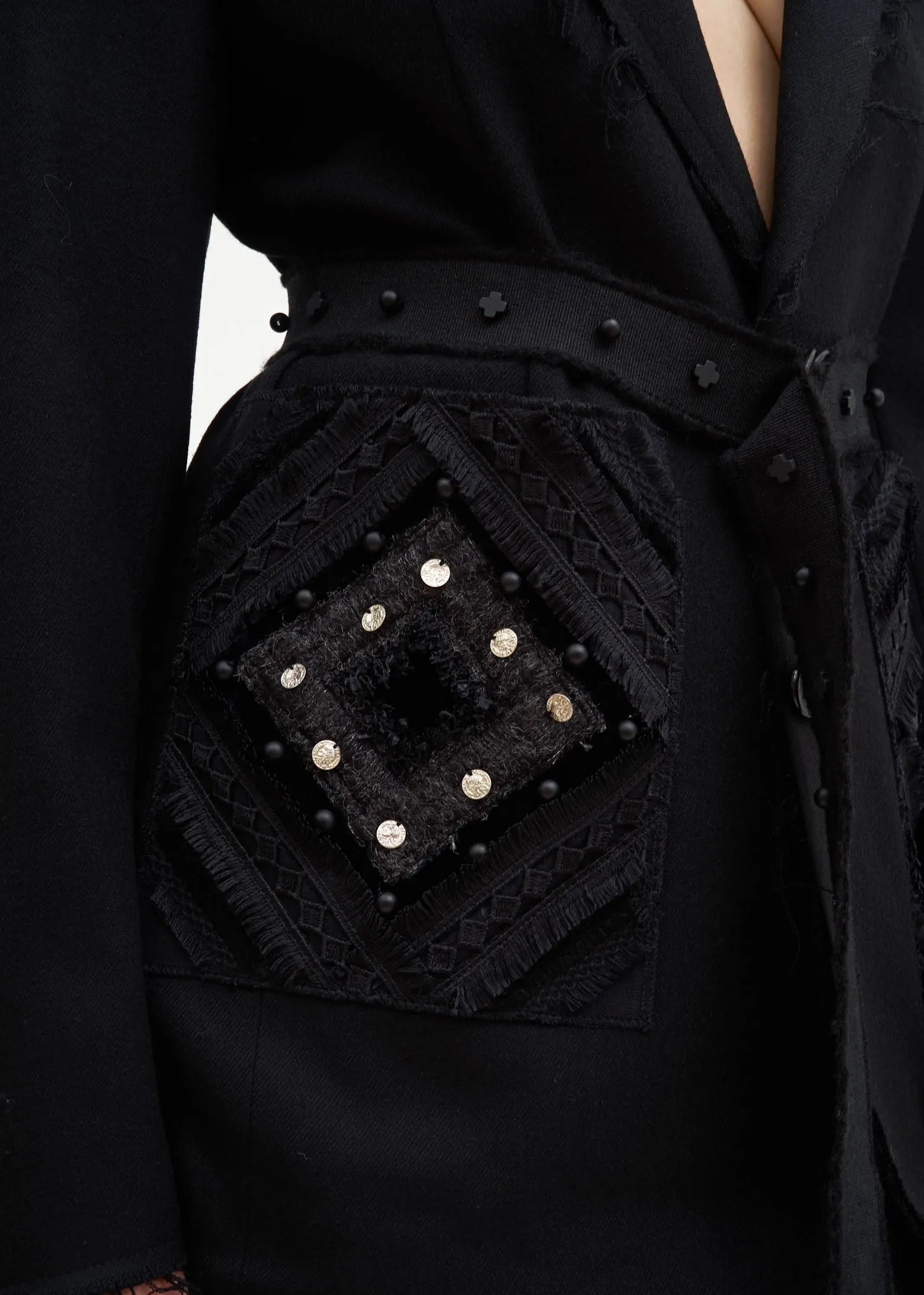 Black Distressed Wool Jacket