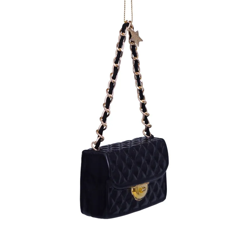 BLACK FASHION BAG GLASS ORNAMENT