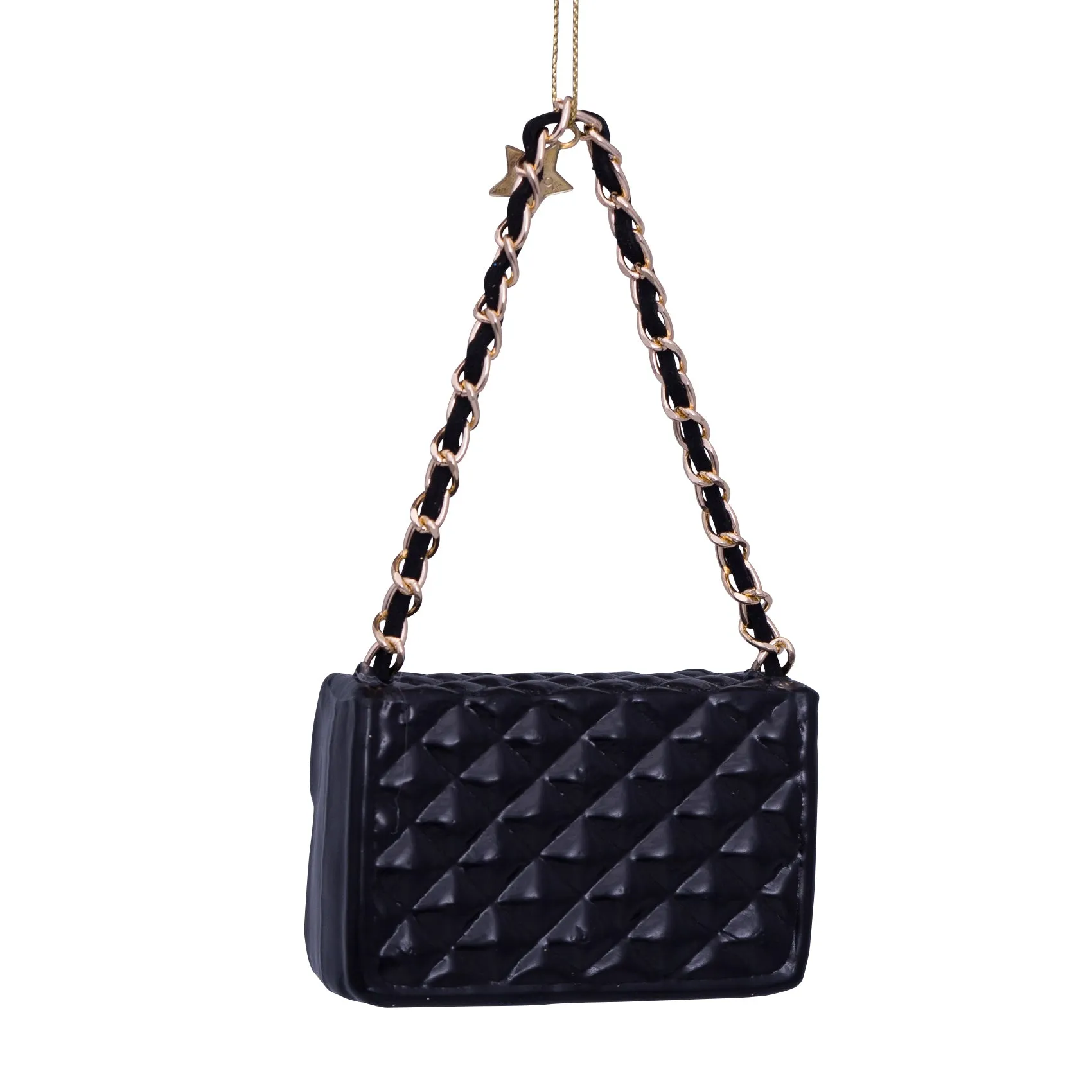 BLACK FASHION BAG GLASS ORNAMENT