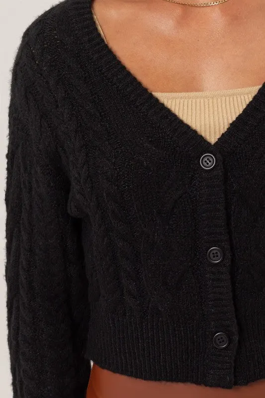 BLACK GOLD CROPPED CARDI