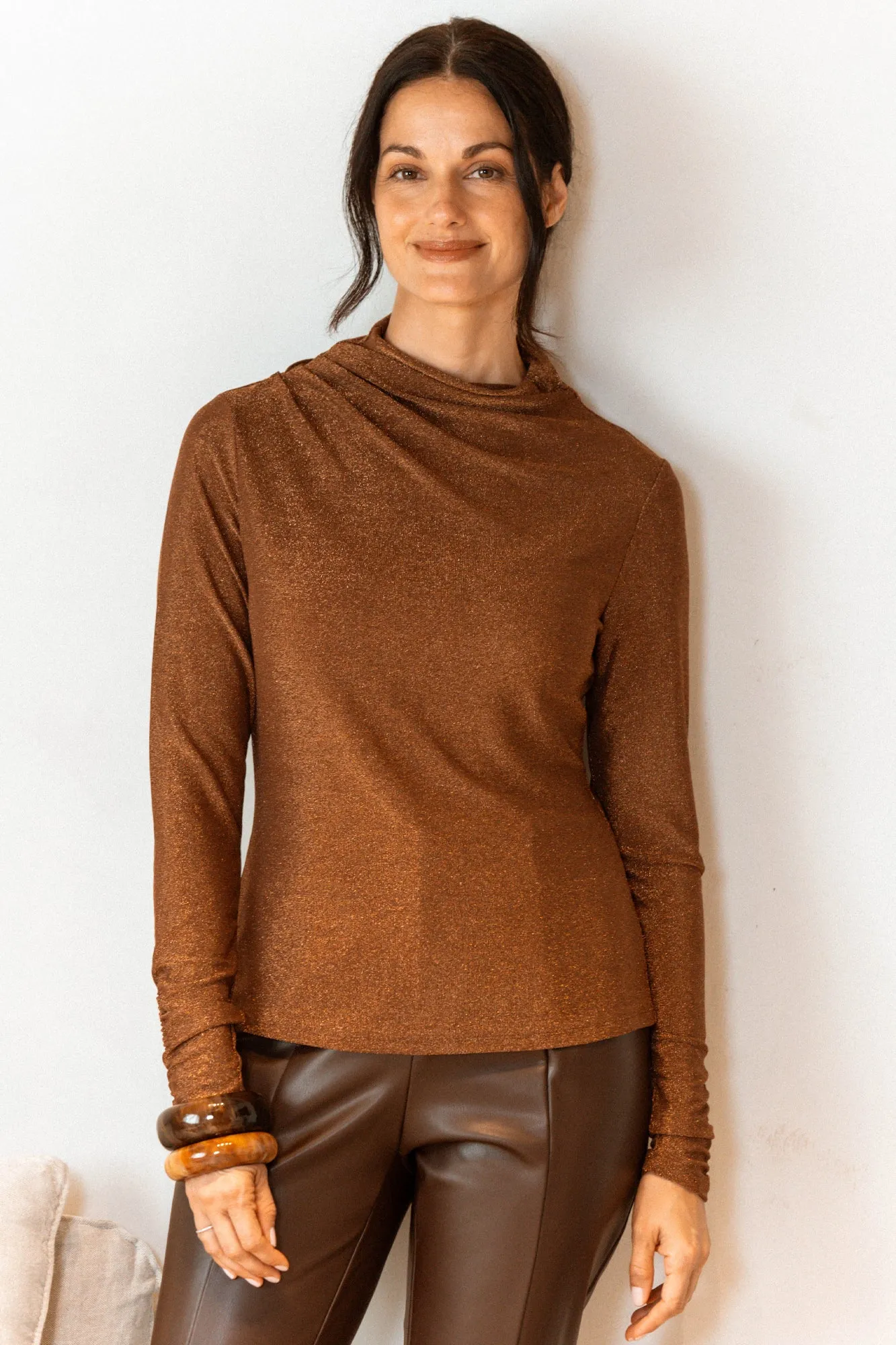 Black Label Lurex Knit Long Sleeve Top
