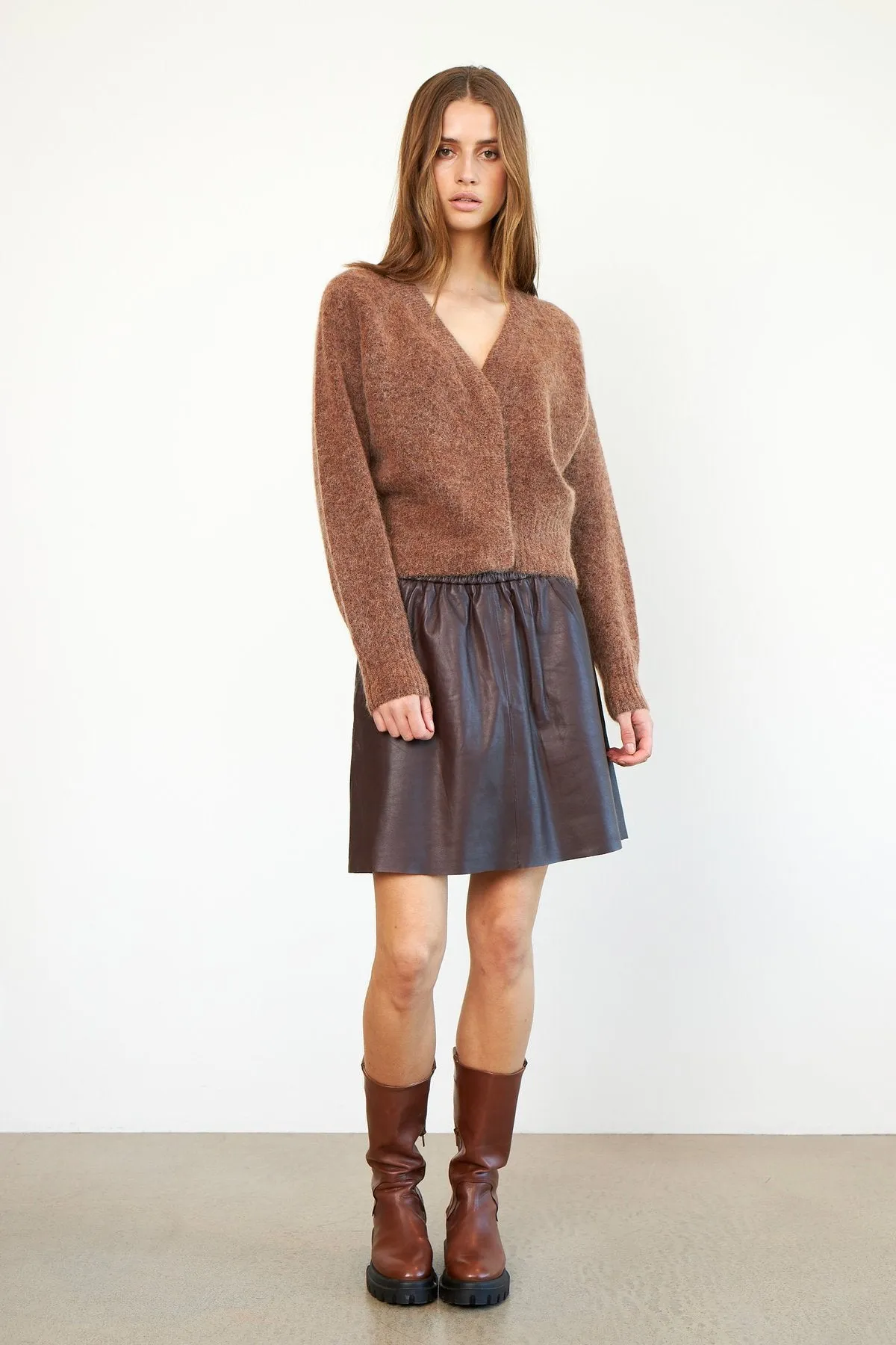 Brook Knit Boxy Cardigan - Copper Brown